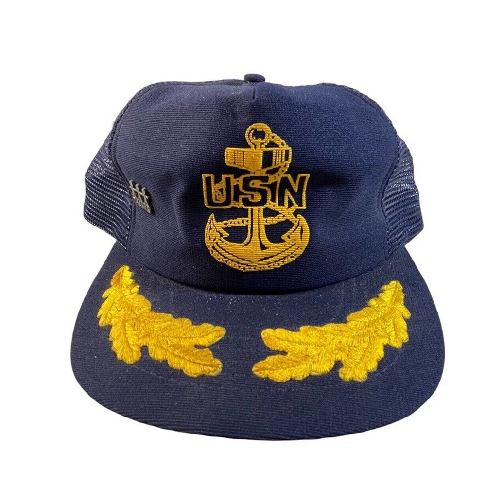 Vintage 1980s United States US Navy scrambled eggs trucker hat cap